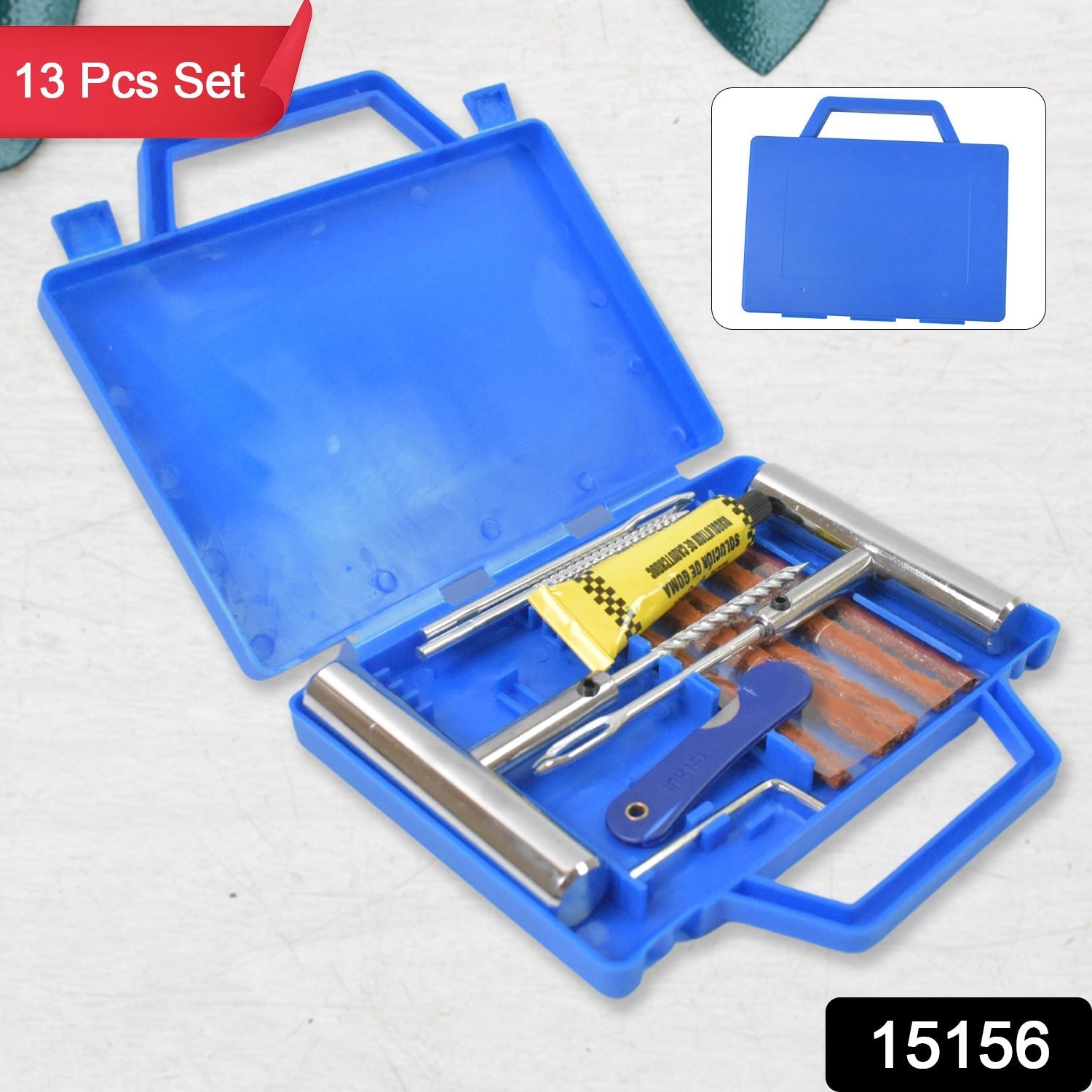 Portable Tire Repair Kit Tyre Repairing Tool Set with Box (13 Pcs Set) Portable Tire Repair Kit Tyre Repairing Tool Set with Box (13 Pcs Set)